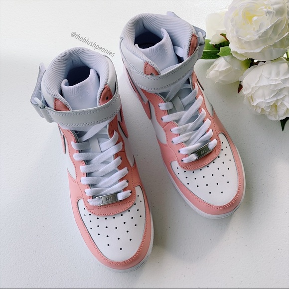 Nike Custom Painted Air Force 1 Mid - Pink Salmon NWT - Picture 4 of 12